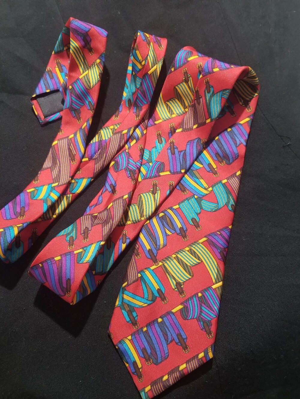 Abercrombie And Fitch - Classic Red & Multi Belt Logo  Men's Womens Tie -